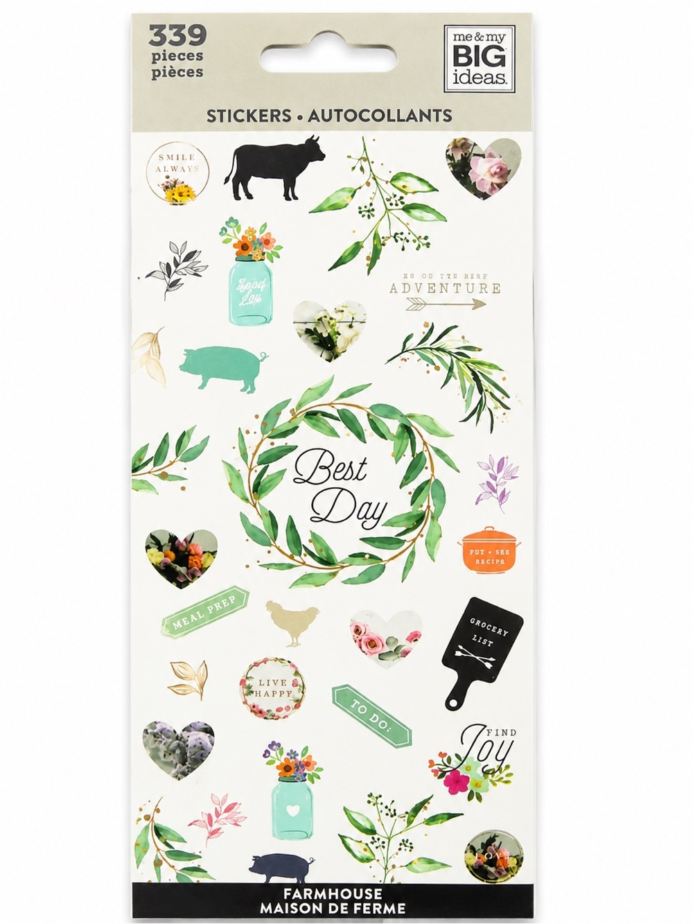Me & My BIG Ideas Farmhouse Botanical Sticker Pack 339 Pieces MAMBI New